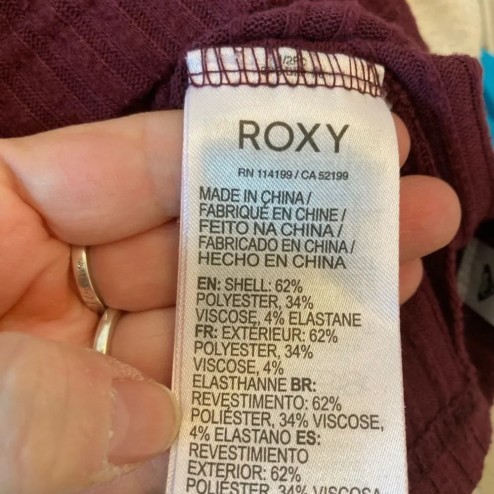 Roxy Snuggly Burgundy Ribbed Hoodie Top